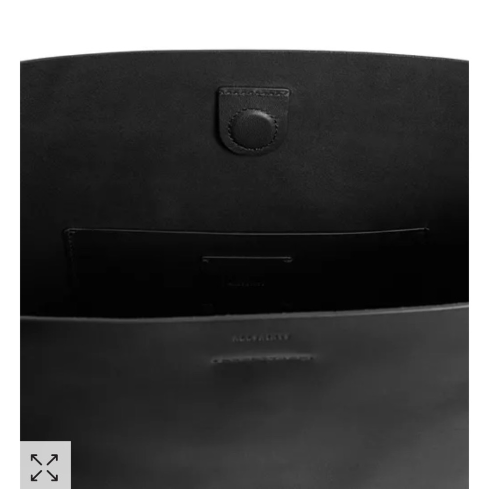 ALLSAINTS Captain Large Smooth Black Leather Shoulder Tote Bag $358 - Picture 11 of 12